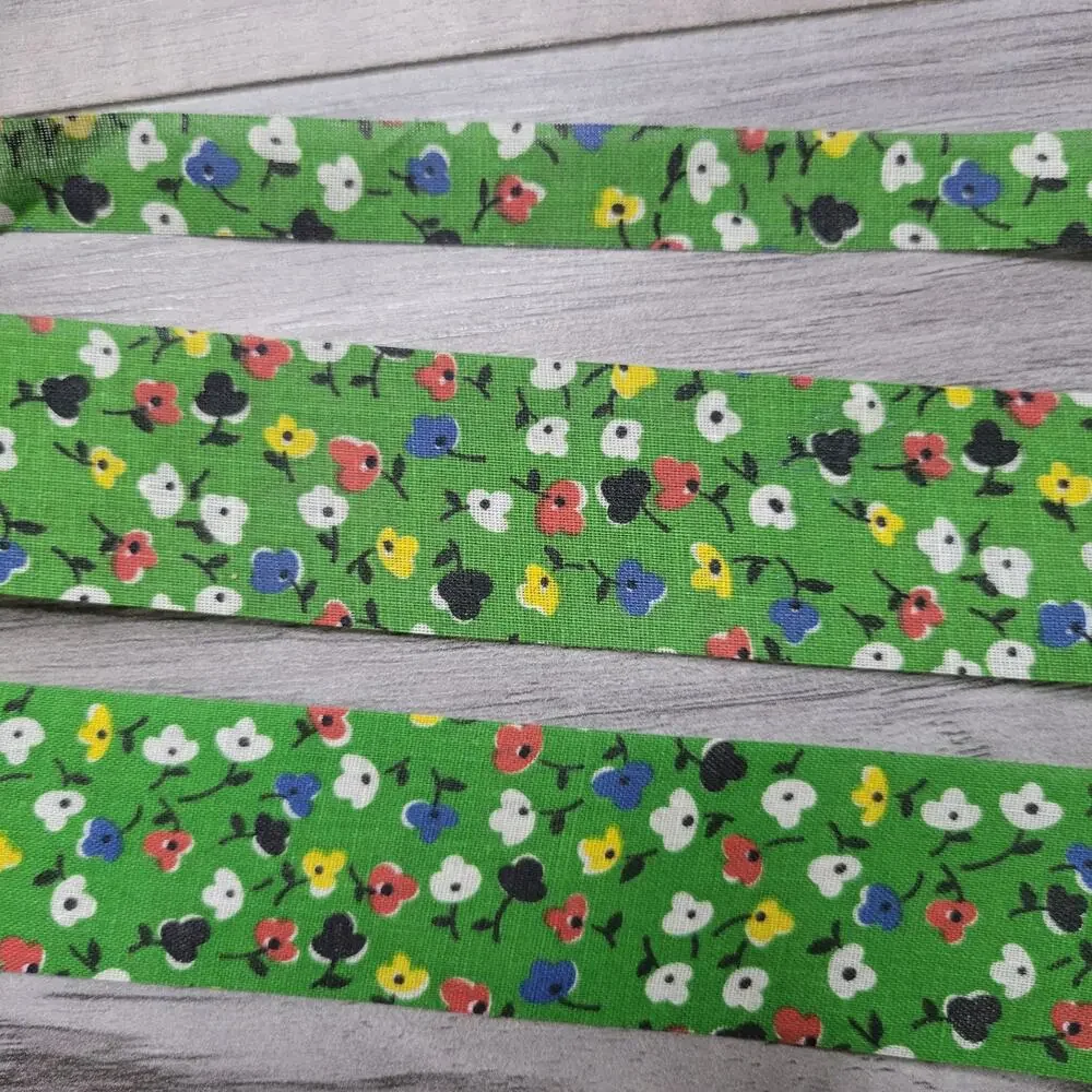 Vintage Calico Green Floral Print Cut Edge Ribbon (3 rolls)